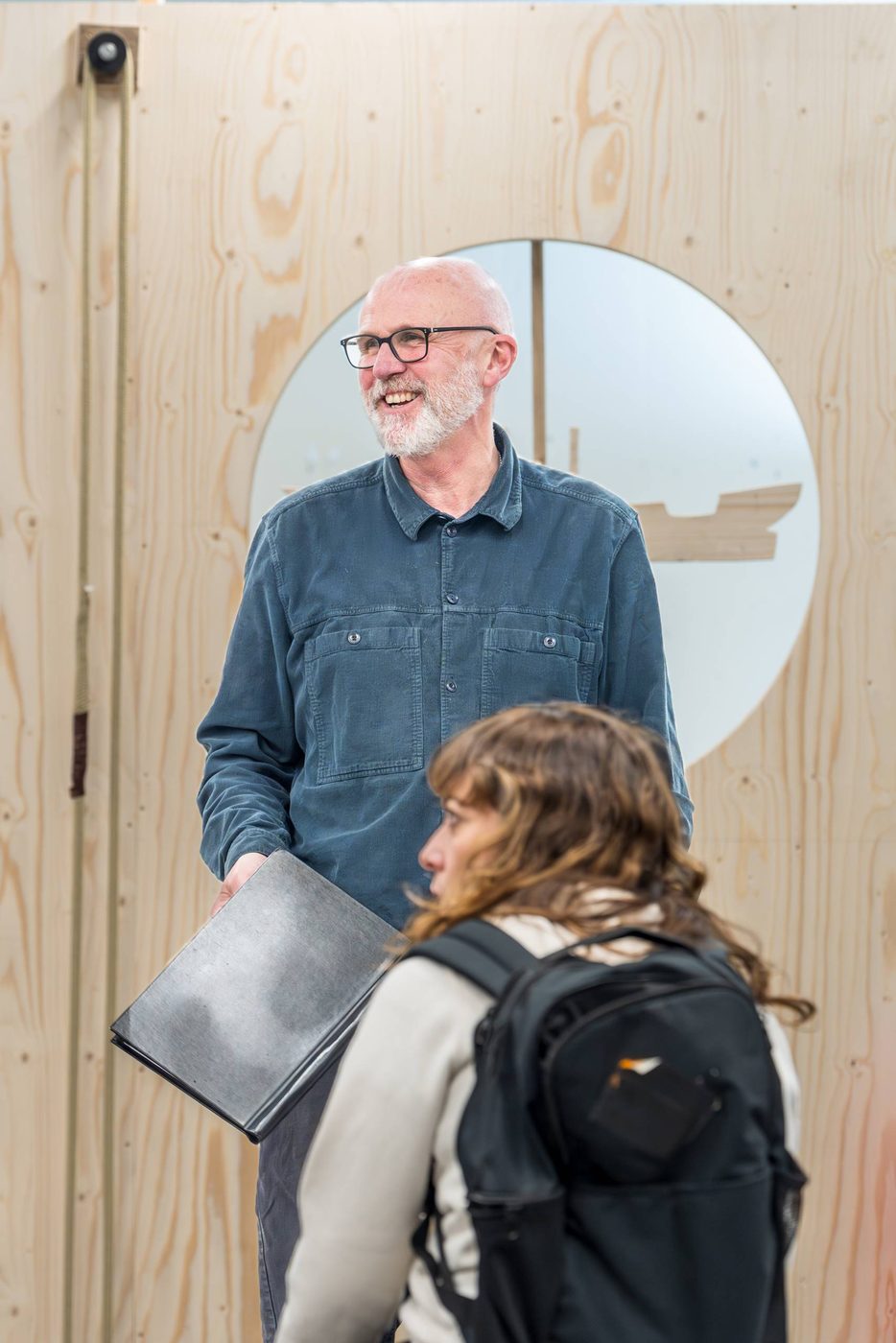 Tim Crouch and Patricia Rodriguez at the rehearsal studios, in rehearsals for The Tempest.