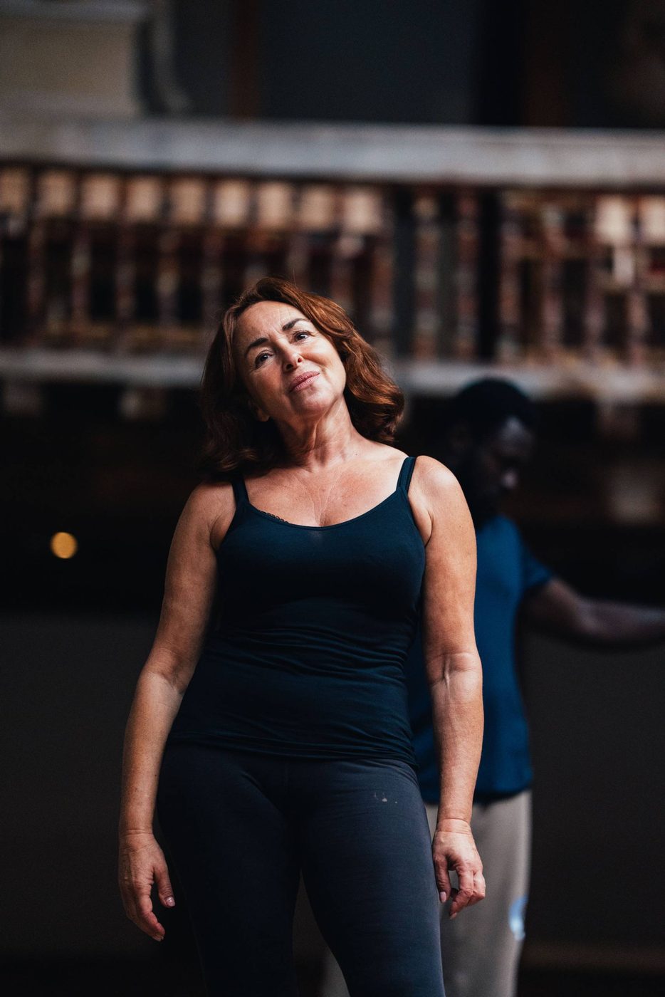 Samantha Spiro in rehearsals for Troilus and Cressida at the Globe Theatre.