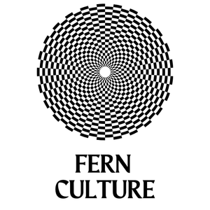 Fern Culture logo - a circle made up of overlapping geometric patterns, above the words FERN CULTURE
